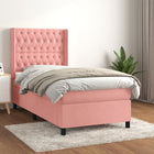 Box spring with velvet pink mattress 90x200 cm