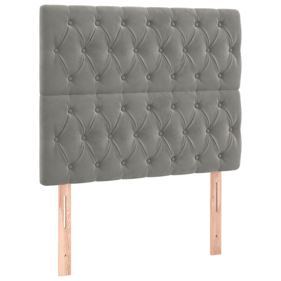 Boxspring Met Matras Fluweel Lichtgrijs 100 x 200 cm Getuft ontwerp