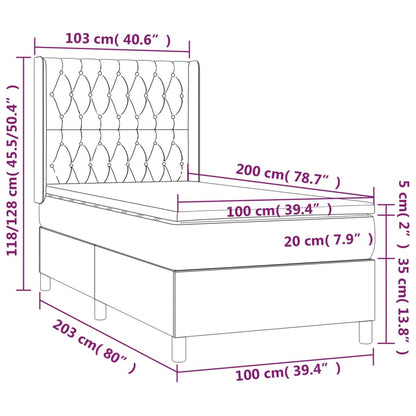 Boxspring Met Matras Fluweel Zwart 100 x 200 cm Getuft ontwerp