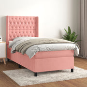 Boxspring met matras 100x200 cm roze fluweel