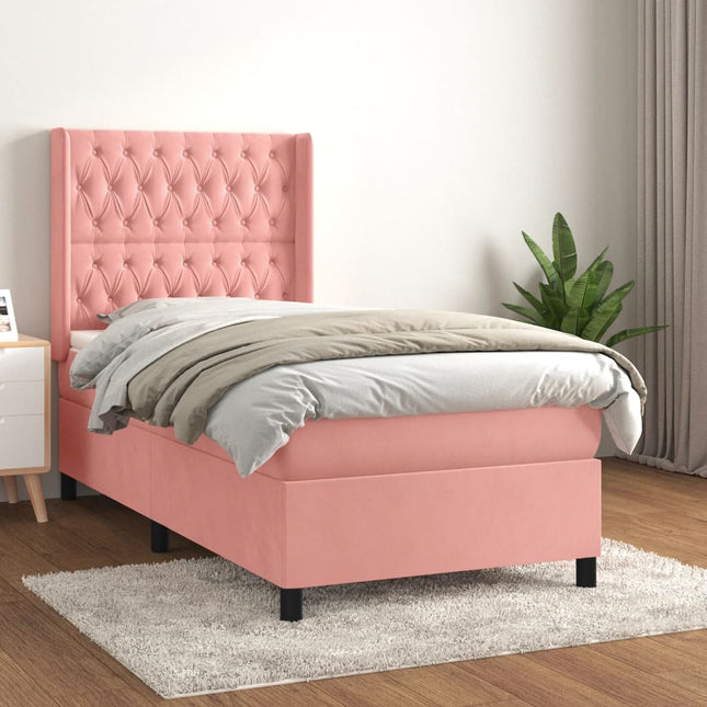 Boxspring Met Matras Fluweel Roze 100 x 200 cm Getuft ontwerp