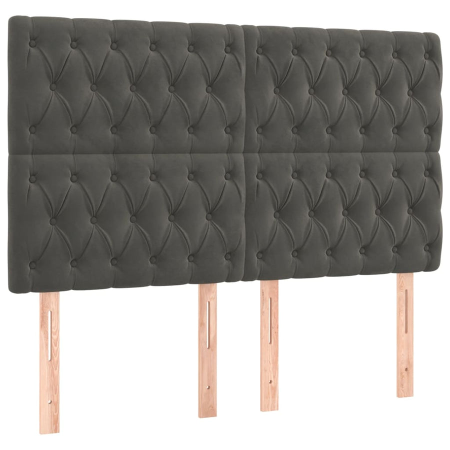 Boxspring Met Matras Fluweel Donkergrijs 140 x 190 cm Getuft ontwerp