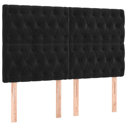 Boxspring Met Matras Fluweel Zwart 140 x 190 cm Getuft ontwerp