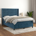 Boxspring Met Matras Fluweel Donkerblauw 140 x 190 cm Getuft ontwerp