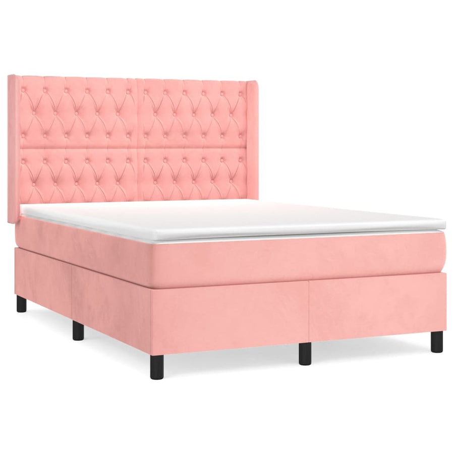 Boxspring Met Matras Fluweel Roze 140 x 190 cm Getuft ontwerp