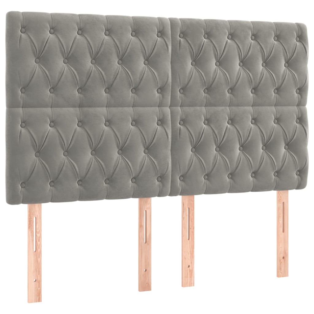 Boxspring Met Matras Fluweel Lichtgrijs 140 x 200 cm Getuft ontwerp