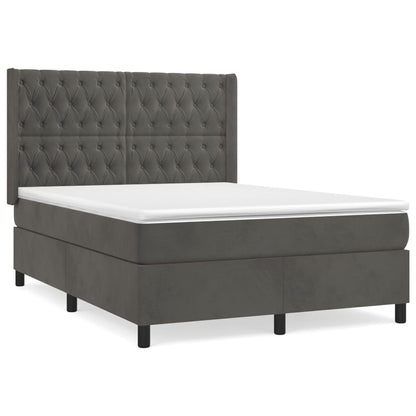 Boxspring Met Matras Fluweel Donkergrijs 140 x 200 cm Getuft ontwerp