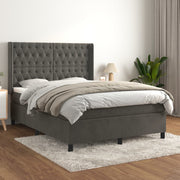 Boxspring met matras 140x200 cm donkergrijs fluweel