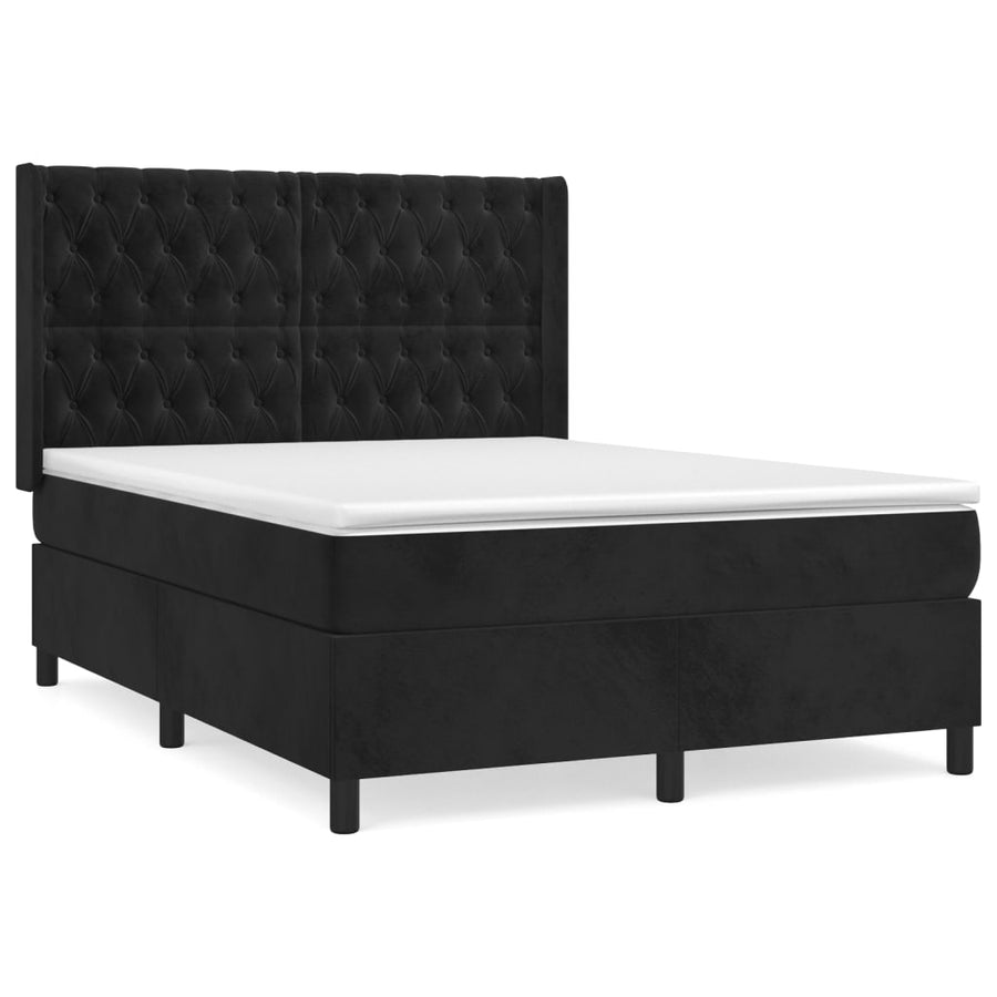 Boxspring Met Matras Fluweel Zwart 140 x 200 cm Getuft ontwerp