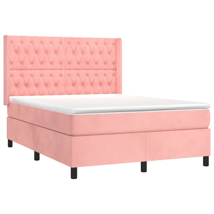 Boxspring Met Matras Fluweel Roze 140 x 200 cm Getuft ontwerp