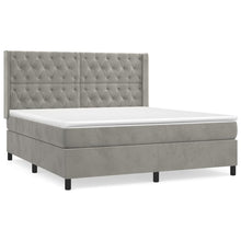 Boxspring Met Matras Fluweel Lichtgrijs 160 x 200 cm Getuft ontwerp