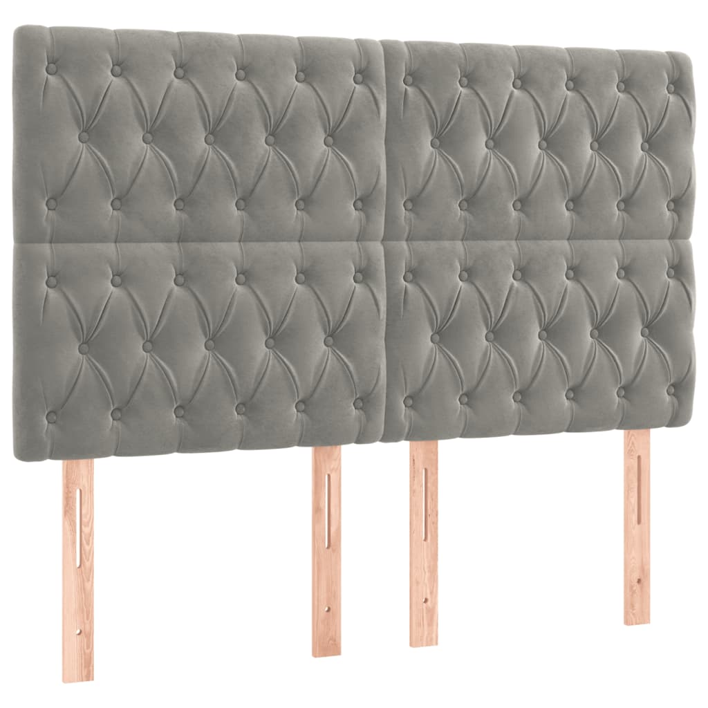 Boxspring Met Matras Fluweel Lichtgrijs 160 x 200 cm Getuft ontwerp