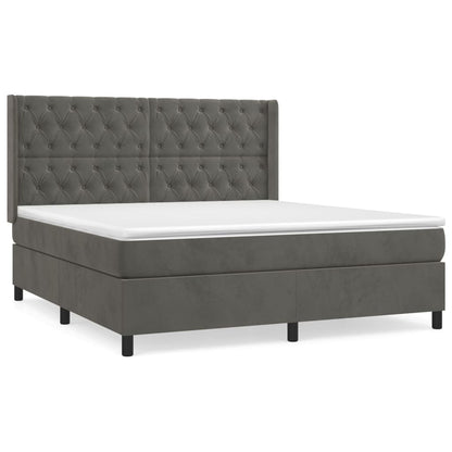 Boxspring Met Matras Fluweel Donkergrijs 160 x 200 cm Getuft ontwerp