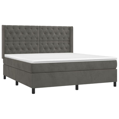 Boxspring Met Matras Fluweel Donkergrijs 160 x 200 cm Getuft ontwerp