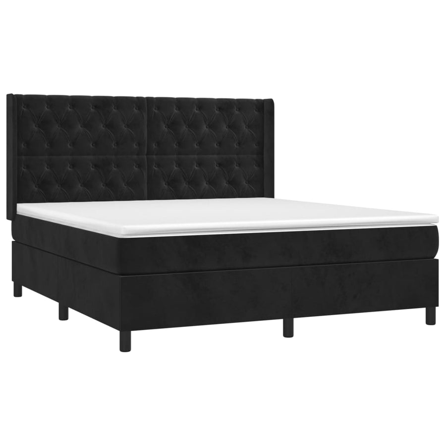 Boxspring Met Matras Fluweel Zwart 160 x 200 cm Getuft ontwerp