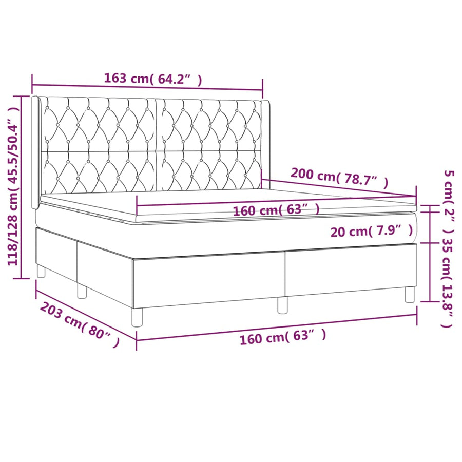 Boxspring Met Matras Fluweel 160 x 200 cm