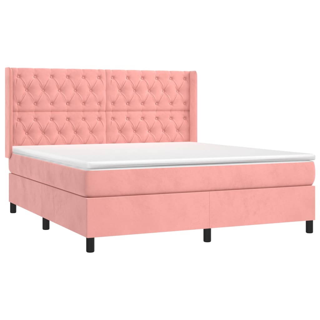 Boxspring Met Matras Fluweel Roze 160 x 200 cm Getuft ontwerp
