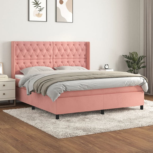 Boxspring Met Matras Fluweel Roze 160 x 200 cm Getuft ontwerp