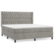Boxspring Met Matras Fluweel Lichtgrijs 180 x 200 cm Getuft ontwerp