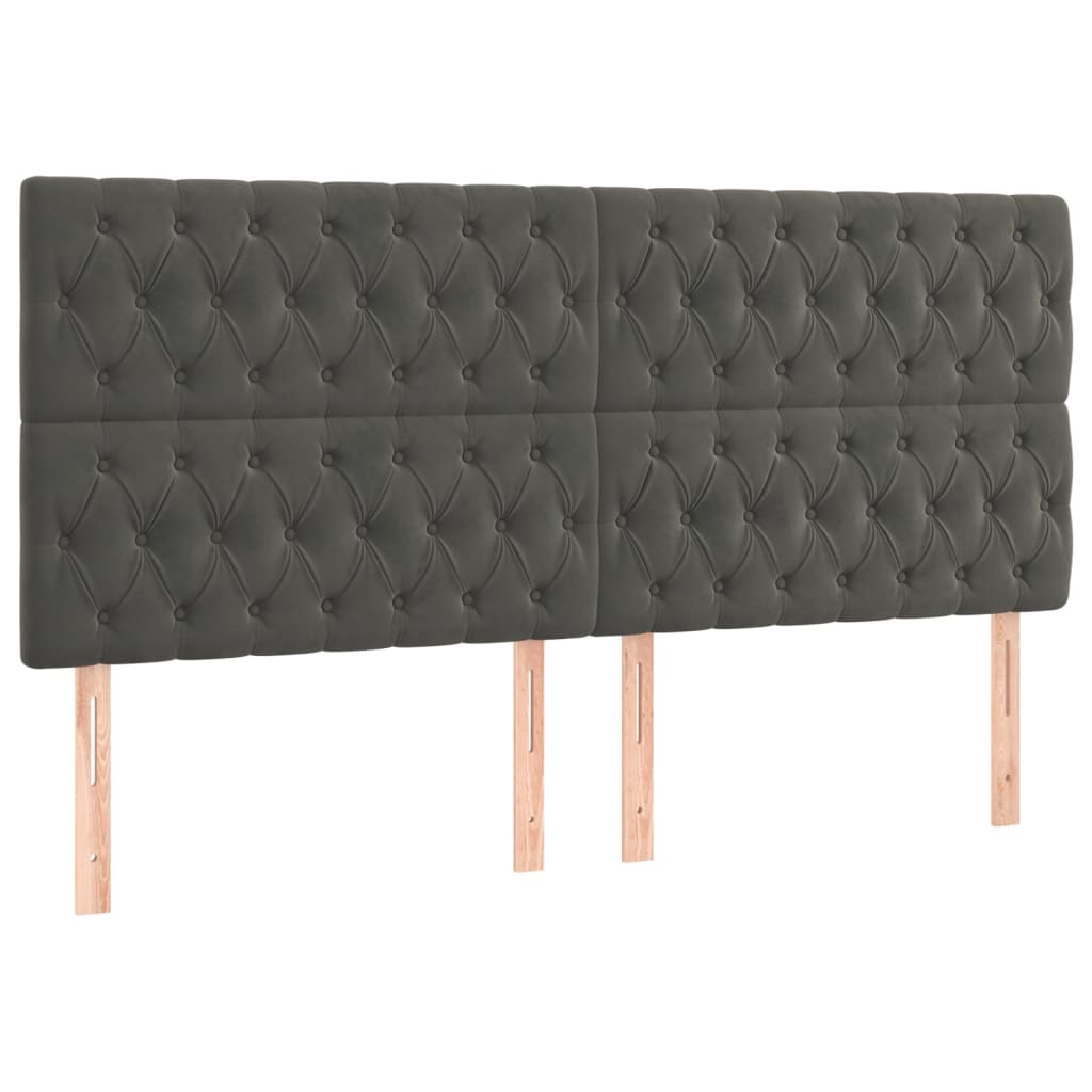 Boxspring Met Matras Fluweel Donkergrijs 180 x 200 cm Getuft ontwerp