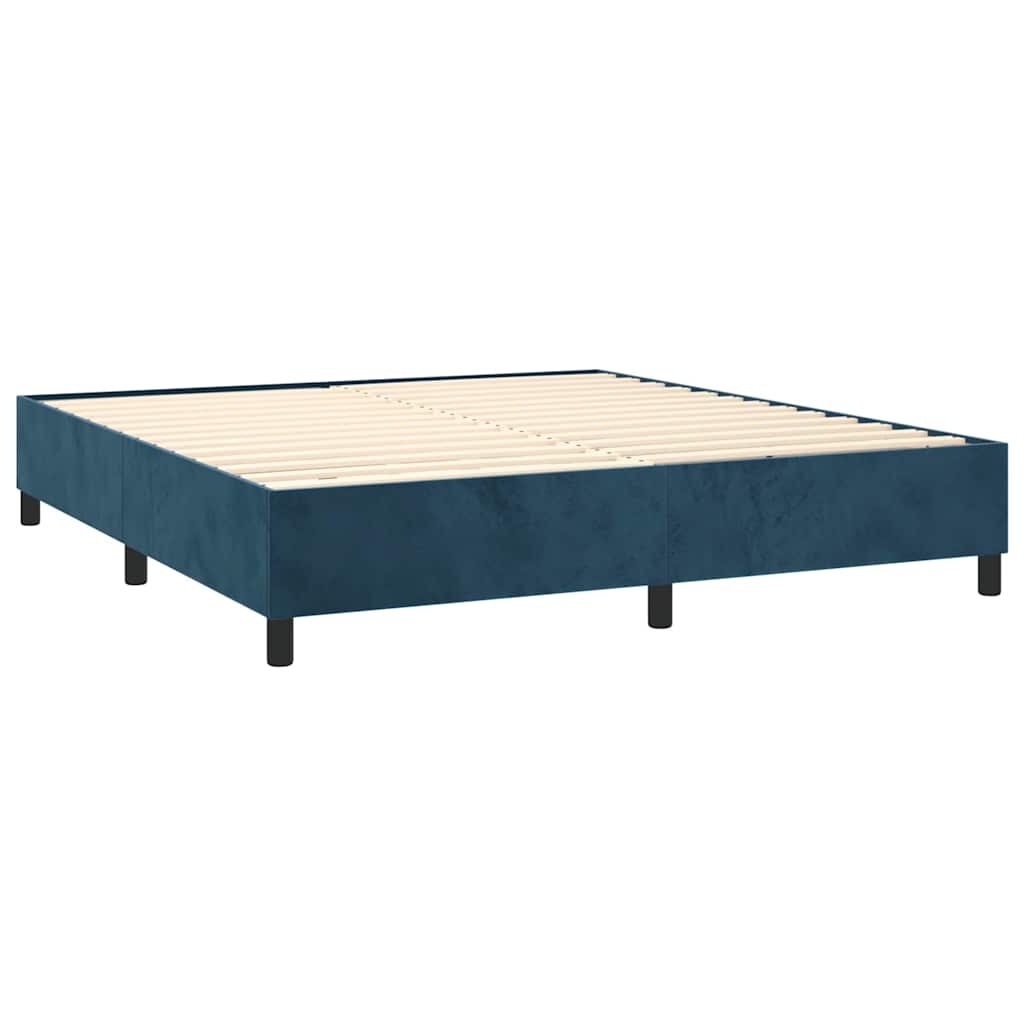 Boxspring met matras fluweel donkerblauw 180x200 cm