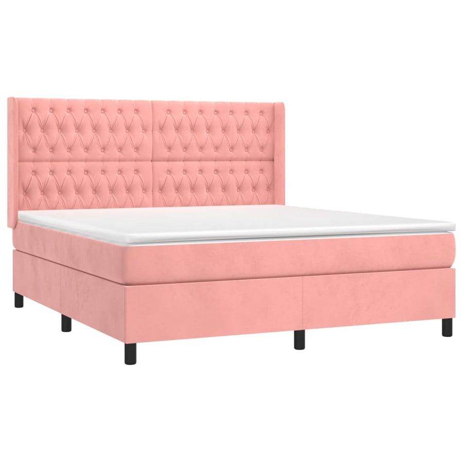 Boxspring Met Matras Fluweel Roze 180 x 200 cm Getuft ontwerp