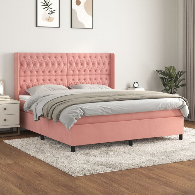 Boxspring Met Matras Fluweel Roze 180 x 200 cm Getuft ontwerp