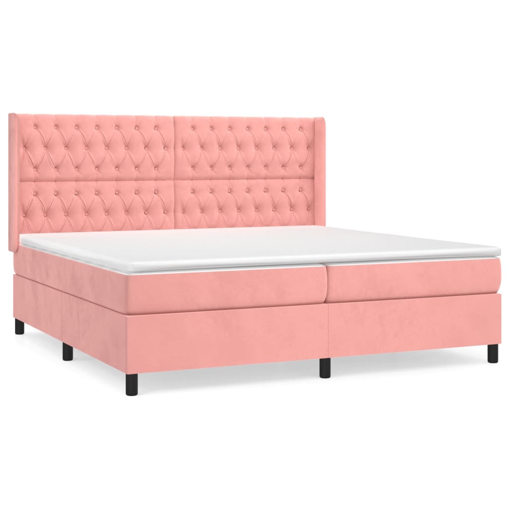 Boxspring Met Matras Fluweel Roze 200 x 200 cm Getuft ontwerp