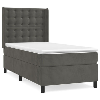 Boxspring Met Matras Fluweel Donkergrijs 80 x 200 cm Knopen