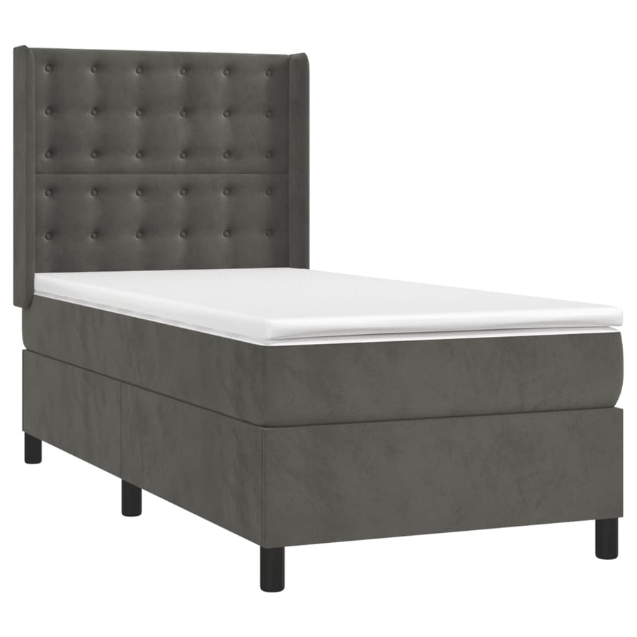 Boxspring Met Matras Fluweel Donkergrijs 80 x 200 cm Knopen