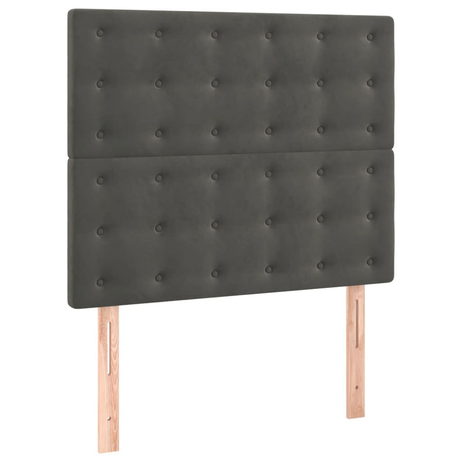 Boxspring Met Matras Fluweel Donkergrijs 90 x 190 cm Knopen