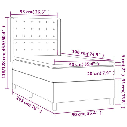 Boxspring Met Matras Fluweel 90 x 190 cm