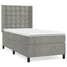 Boxspring Met Matras Fluweel Lichtgrijs 90 x 200 cm Knopen
