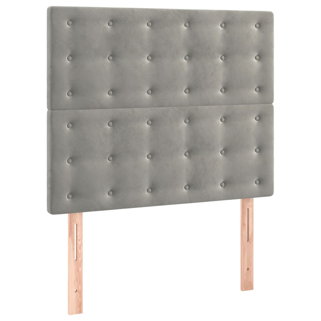 Boxspring Met Matras Fluweel Lichtgrijs 90 x 200 cm Knopen