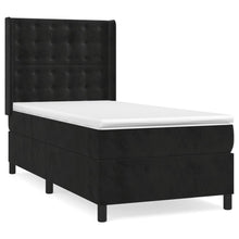 Boxspring Met Matras Fluweel Zwart 100 x 200 cm Knopen