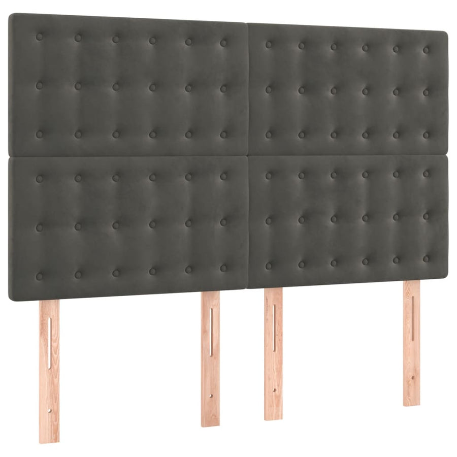 Boxspring Met Matras Fluweel Donkergrijs 140 x 190 cm Knopen
