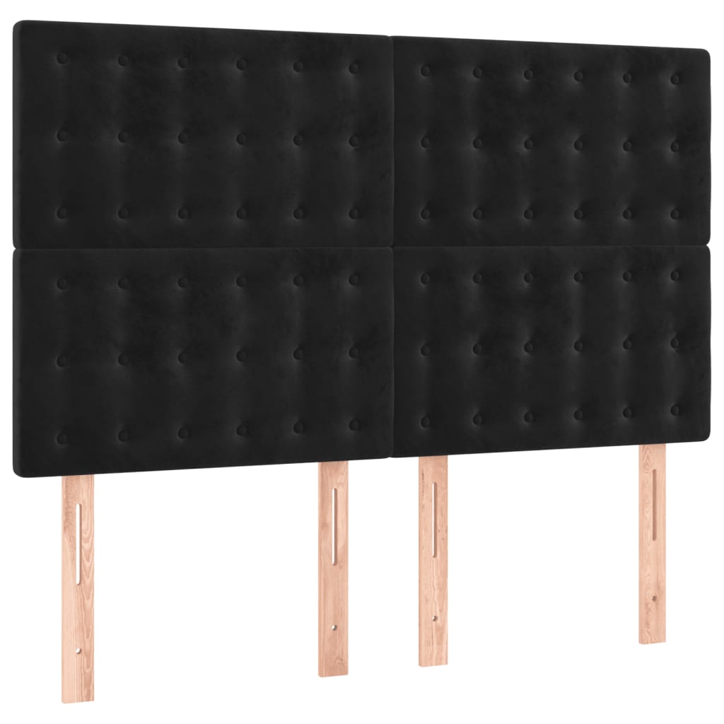 Boxspring Met Matras Fluweel Zwart 140 x 190 cm Knopen