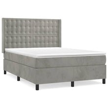 Boxspring Met Matras Fluweel Lichtgrijs 140 x 200 cm Knopen