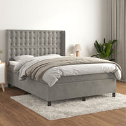 Boxspring met matras 140x200 cm lichtgrijs fluweel
