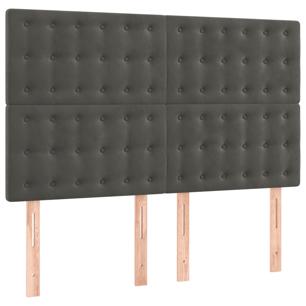 Boxspring Met Matras Fluweel Donkergrijs 140 x 200 cm Knopen