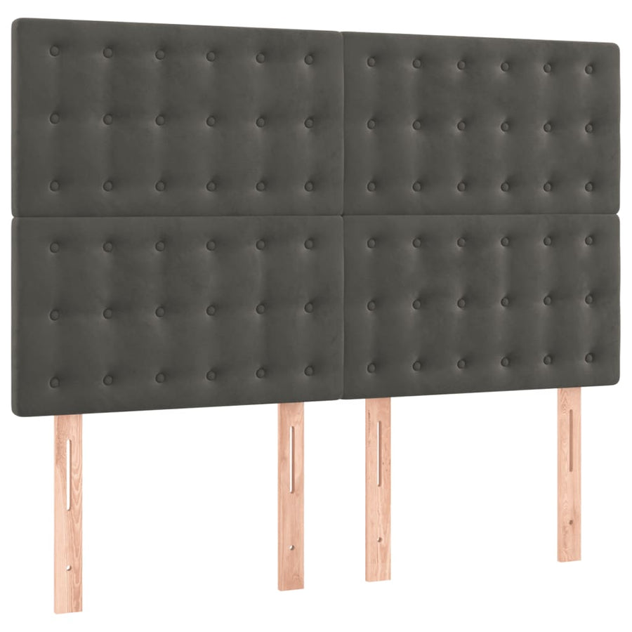 Boxspring Met Matras Fluweel Donkergrijs 140 x 200 cm Knopen