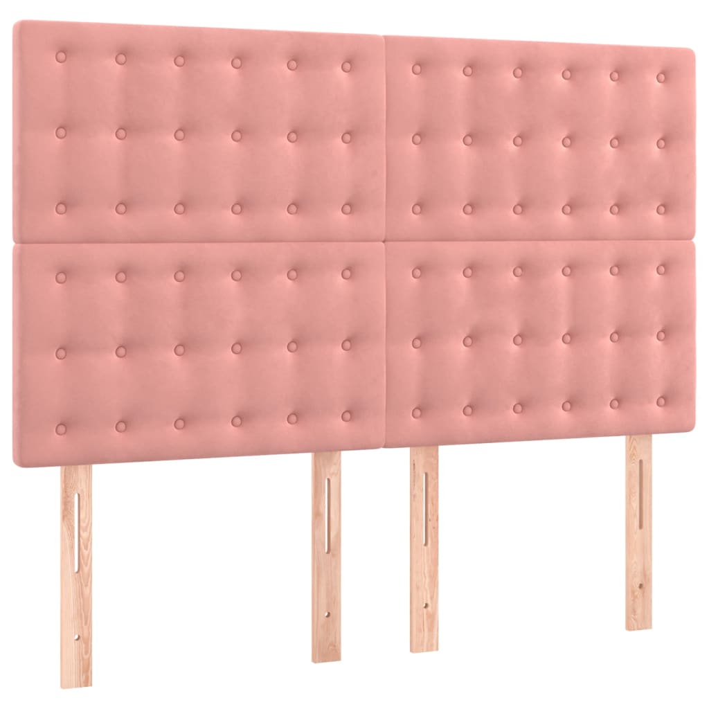 Boxspring Met Matras Fluweel Roze 140 x 200 cm Knopen