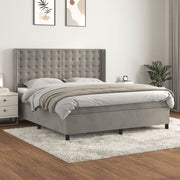 Boxspring met matras 160x200 cm lichtgrijs fluweel
