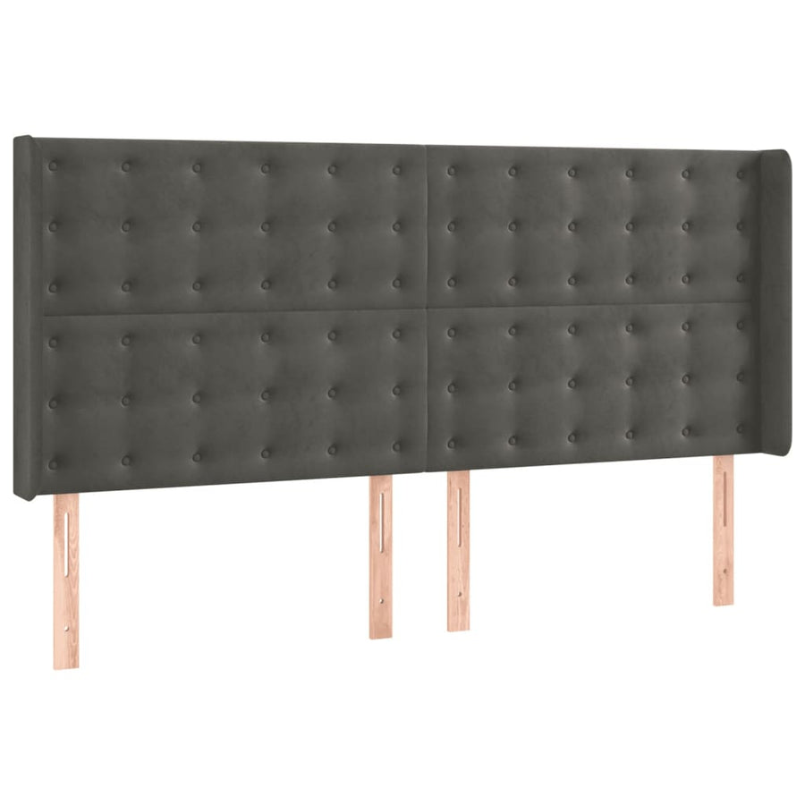 Boxspring Met Matras Fluweel Donkergrijs 160 x 200 cm Knopen