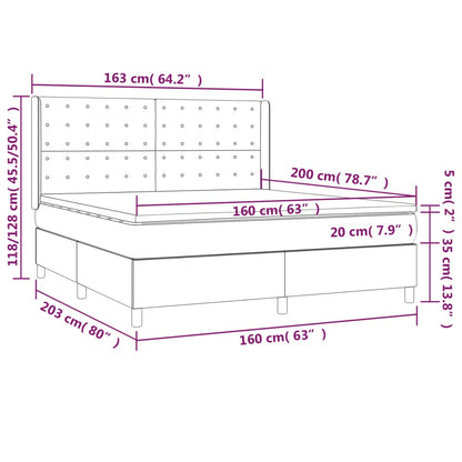Boxspring Met Matras Fluweel Roze 160 x 200 cm Knopen