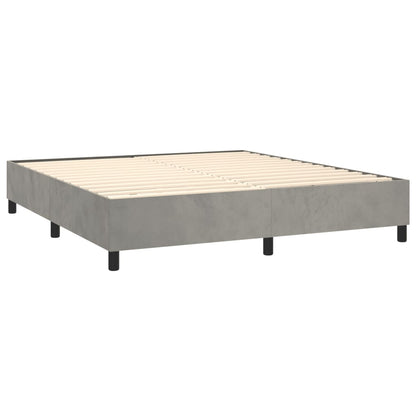 Boxspring Met Matras Fluweel Lichtgrijs 180X200 Cm 180 x 200 cm Knopen