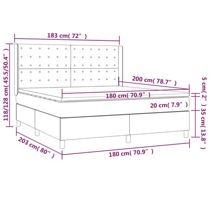 Boxspring Met Matras Fluweel Zwart 180 x 200 cm Knopen