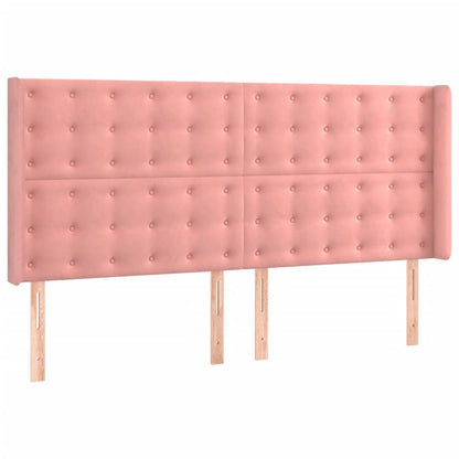 Boxspring Met Matras Fluweel Roze 180X200 Cm 180 x 200 cm Knopen