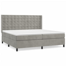 Boxspring Met Matras Fluweel Lichtgrijs 200 x 200 cm Knopen