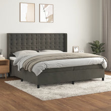 Boxspring Met Matras Fluweel Donkergrijs 200 x 200 cm Knopen